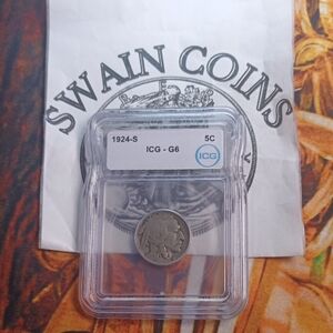 1924-S Buffalo Nickel ICG G6 P104